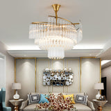 Luxury Contemporary Gold Tiered Crystal Chandelier Image - 4