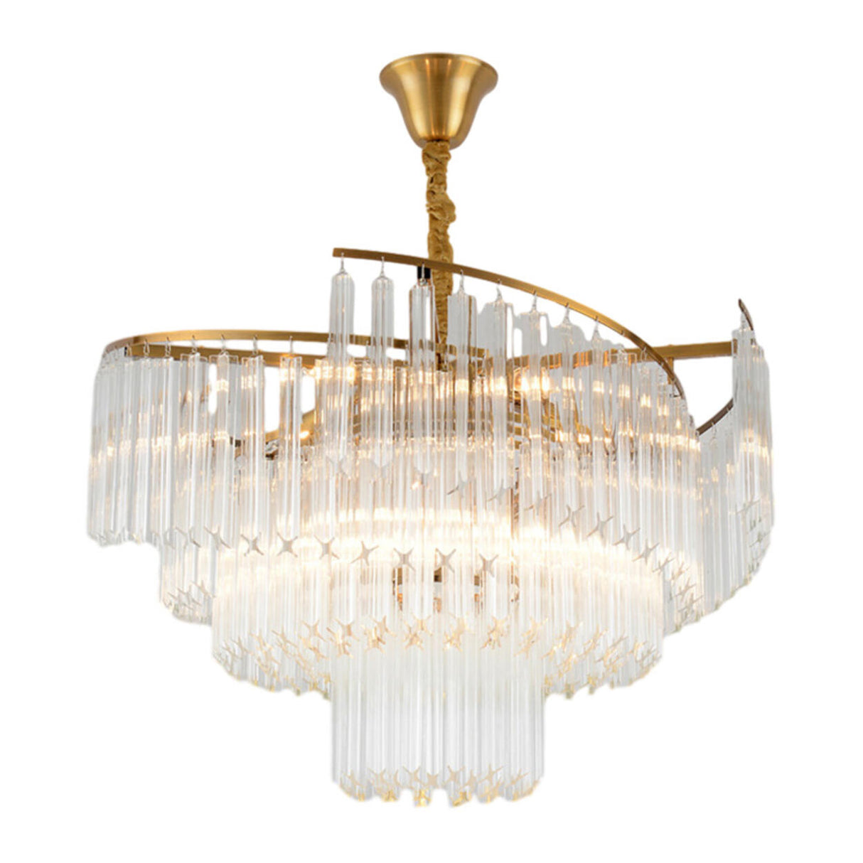 Luxury Contemporary Gold Tiered Crystal Chandelier Image - 5