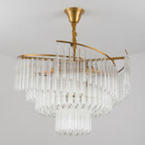 Luxury Contemporary Gold Tiered Crystal Chandelier Image - 8