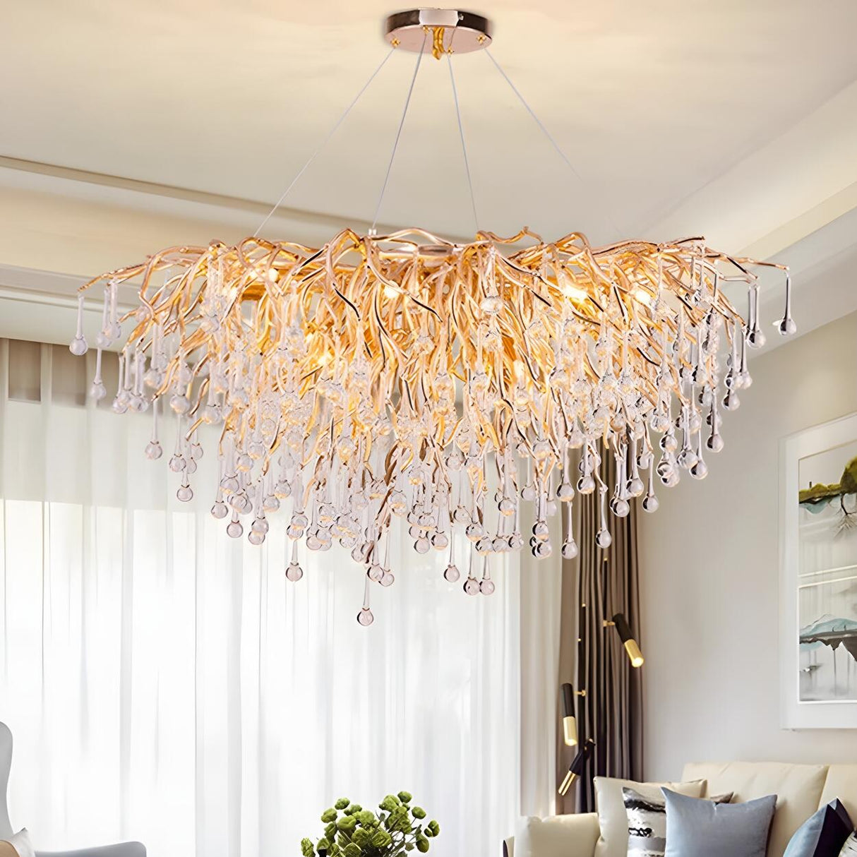 Luxury Crystal Branch Chandelier For Living Room Image - 11