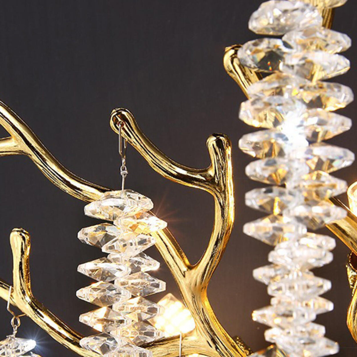 Luxury Crystal Branch Gold LED Wall Sconce Light Image - 11