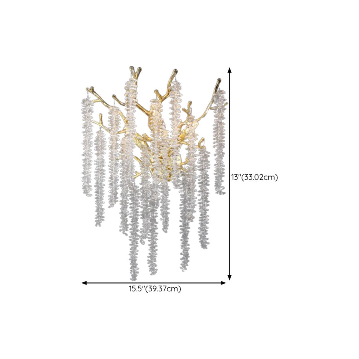 Luxury Crystal Branch Gold LED Wall Sconce Light Image - 14