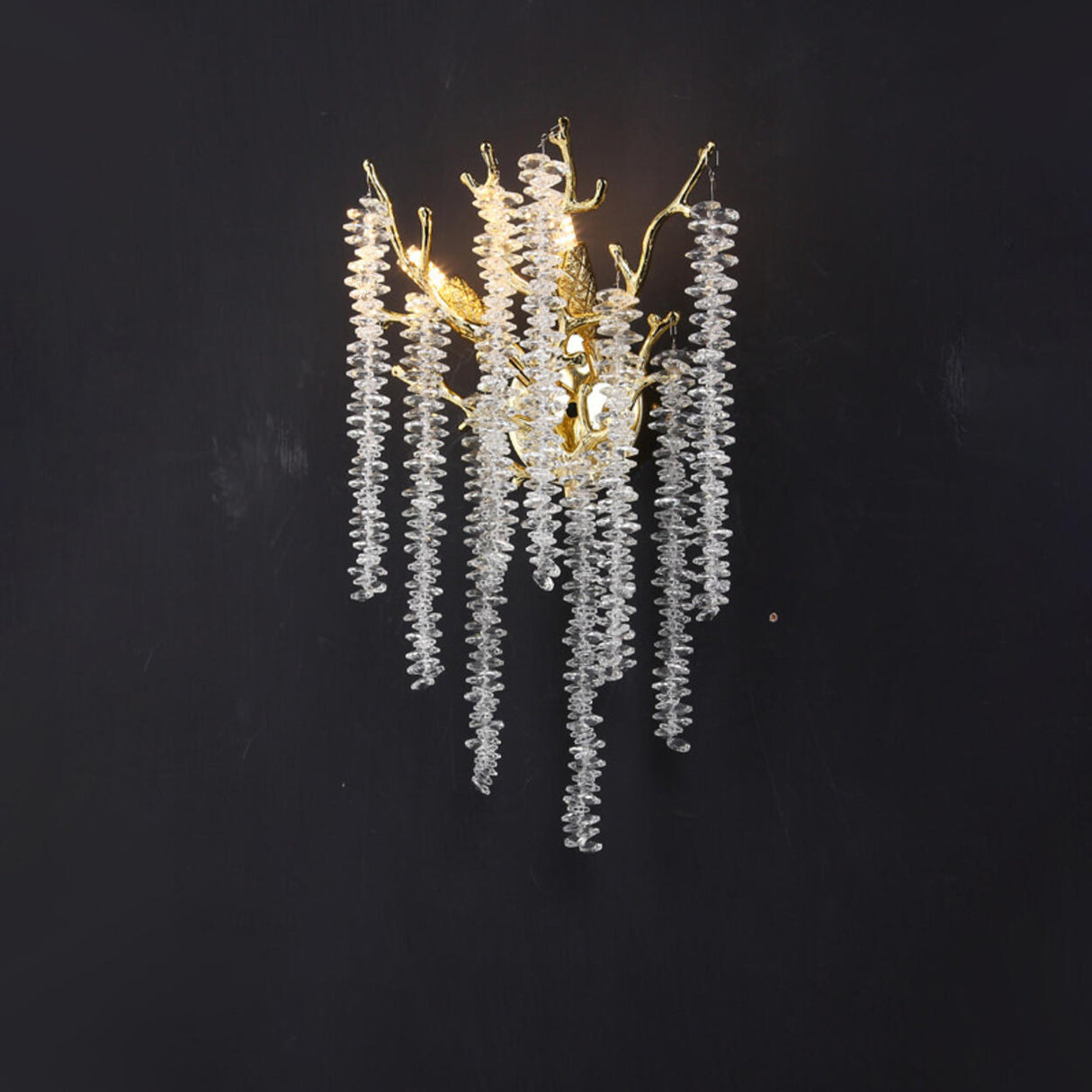 Luxury Crystal Branch Gold LED Wall Sconce Light Image - 2