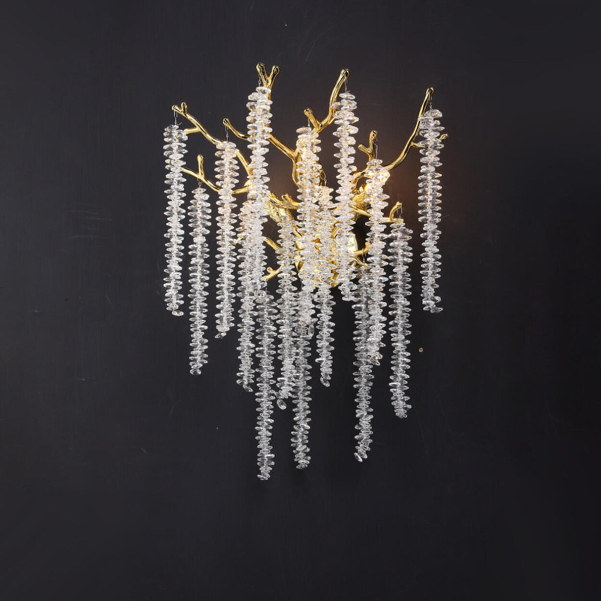 Luxury Crystal Branch Gold LED Wall Sconce Light Image - 3