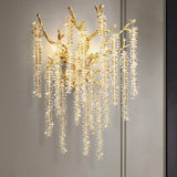 Luxury Crystal Branch Gold LED Wall Sconce Light Image - 5