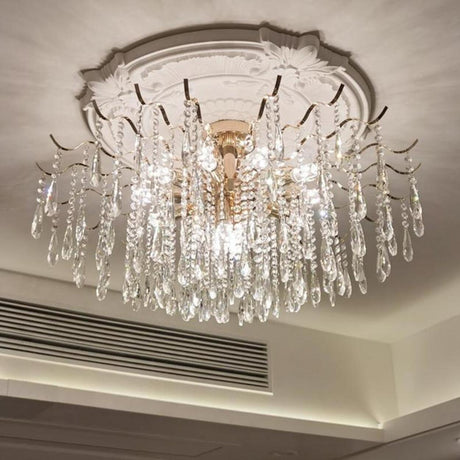 Luxury Crystal Cascades Semi-Flush Mount Ceiling Light Image - 1