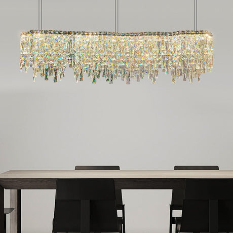 Luxury Crystal Cascading Prisms Island Chandelier Light Image - 1