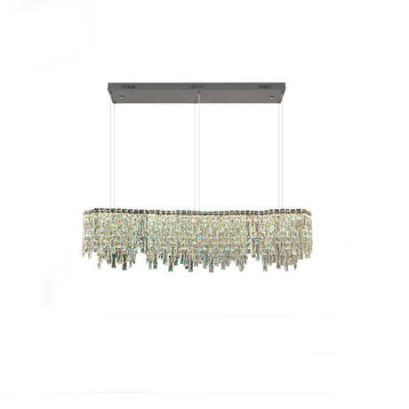 Luxury Crystal Cascading Prisms Island Chandelier Light Image - 2