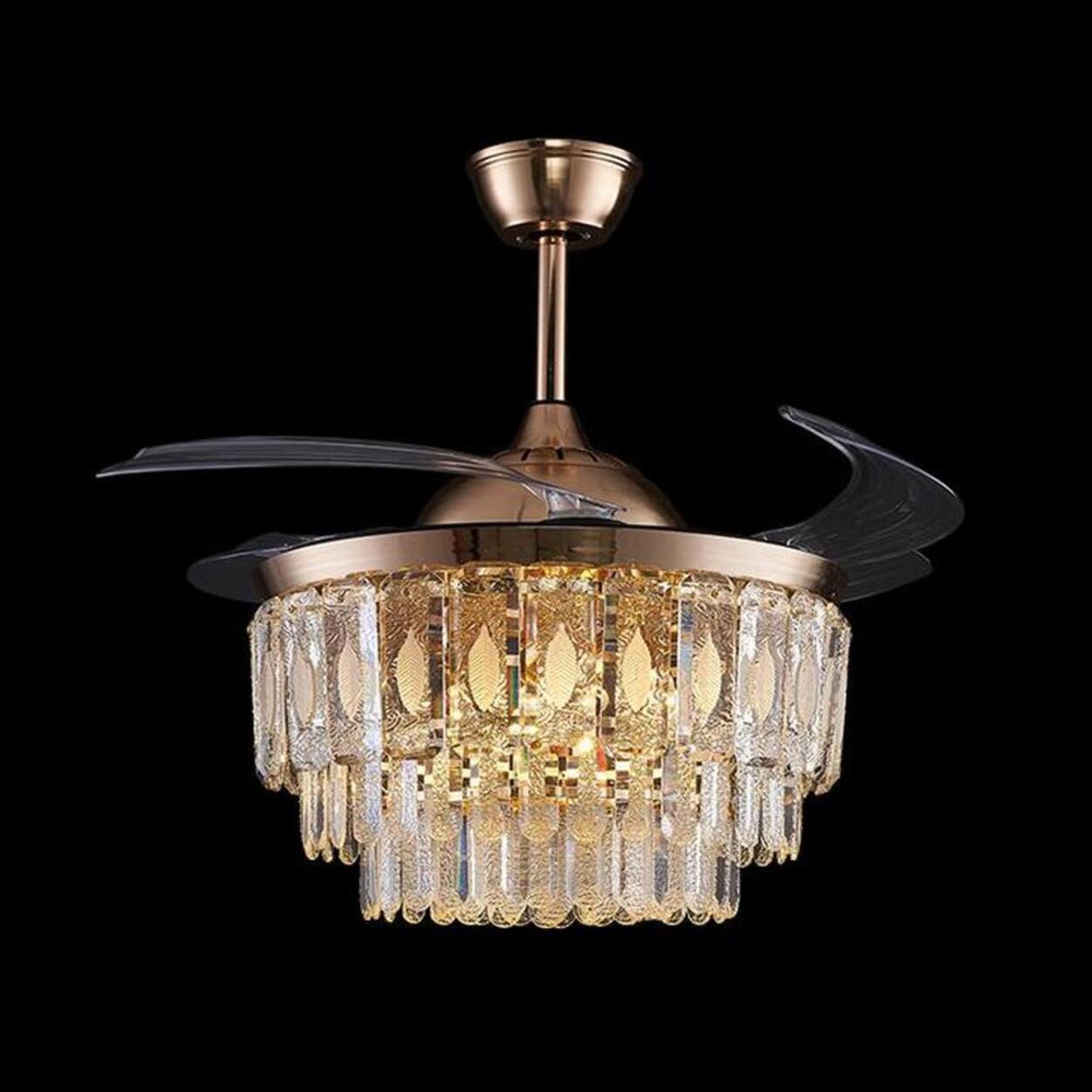 Luxury Crystal Clear Blades Standard Ceiling Fan Light Image - 2