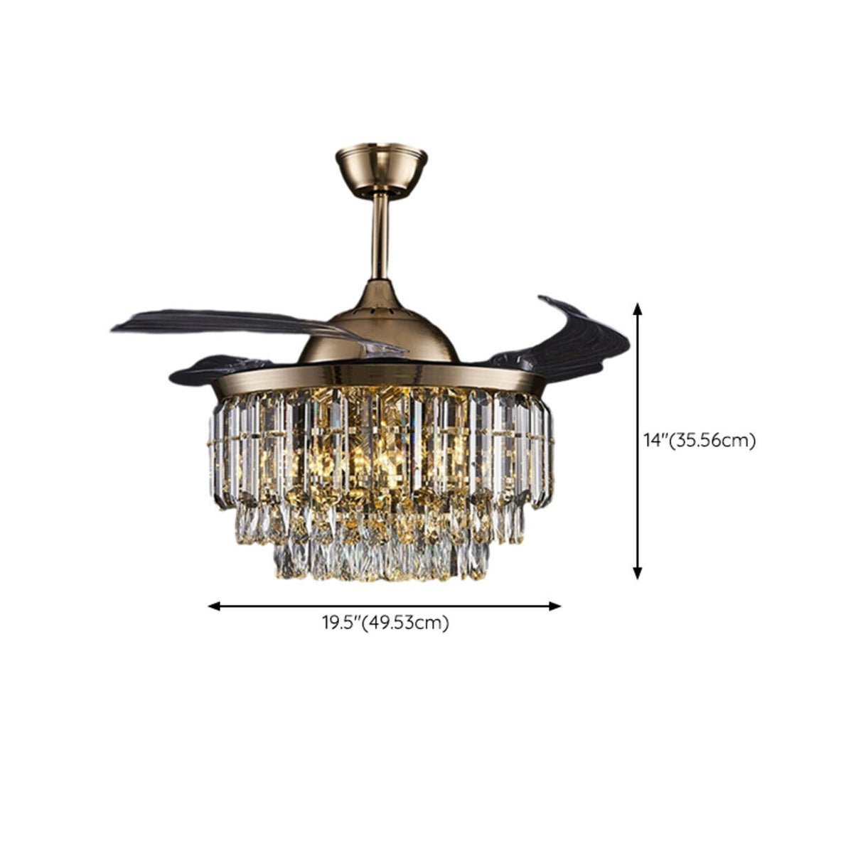 Luxury Crystal Clear Blades Standard Ceiling Fan Light 