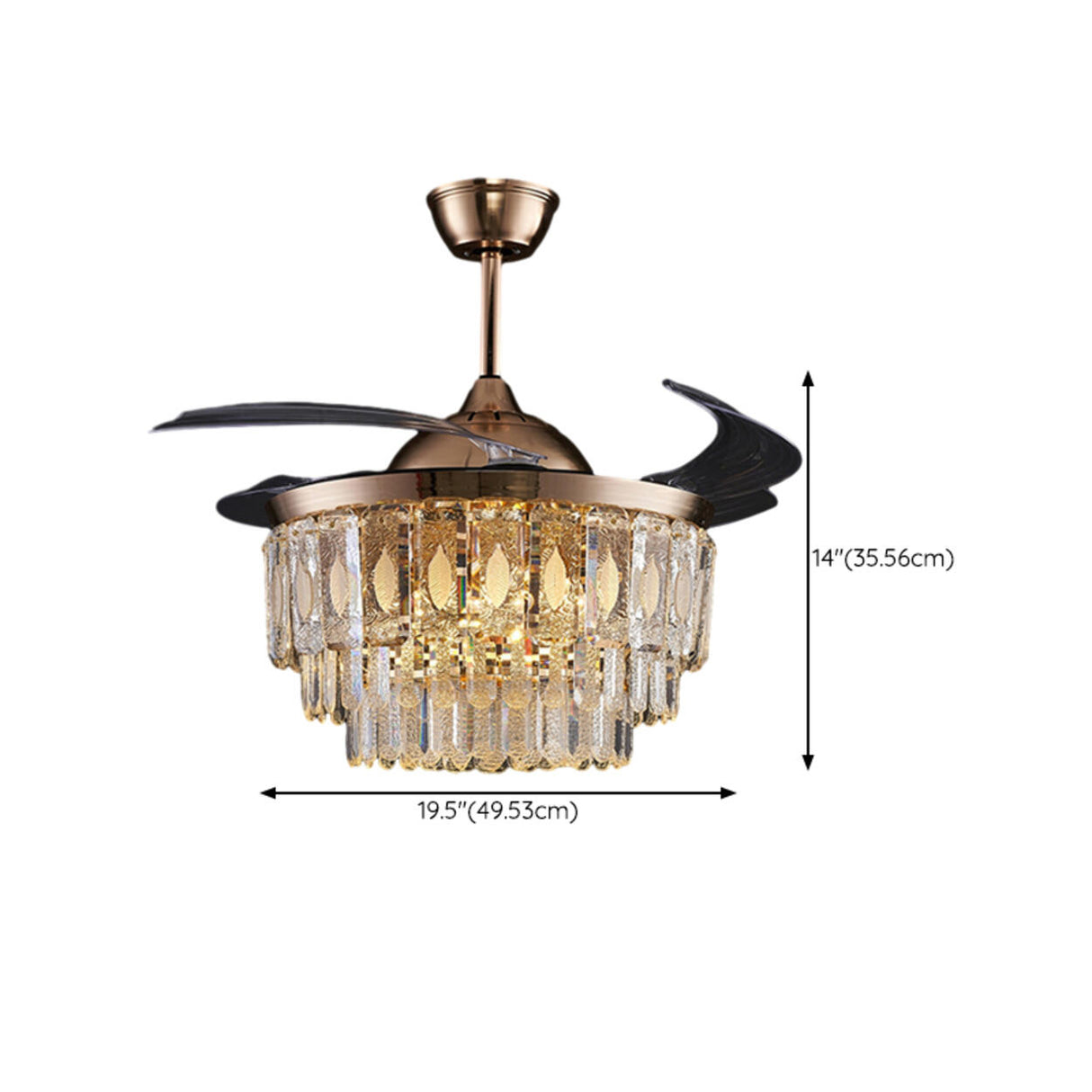 Luxury Crystal Clear Blades Standard Ceiling Fan Light Image - 8