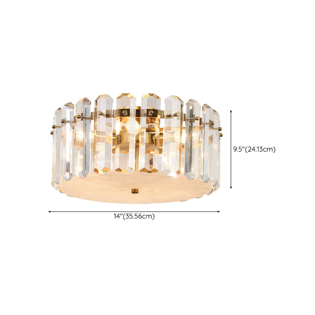 Luxury Crystal Cylinder Flush Mount Ceiling Light 