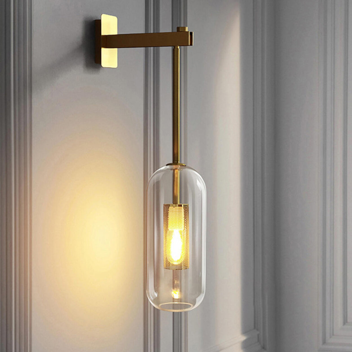 Luxury Crystal Cylinder Gold Bedroom Wall Sconce Image - 20