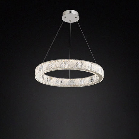 Luxury Crystal Double Circular Chandelier Adjustable Height Image - 2