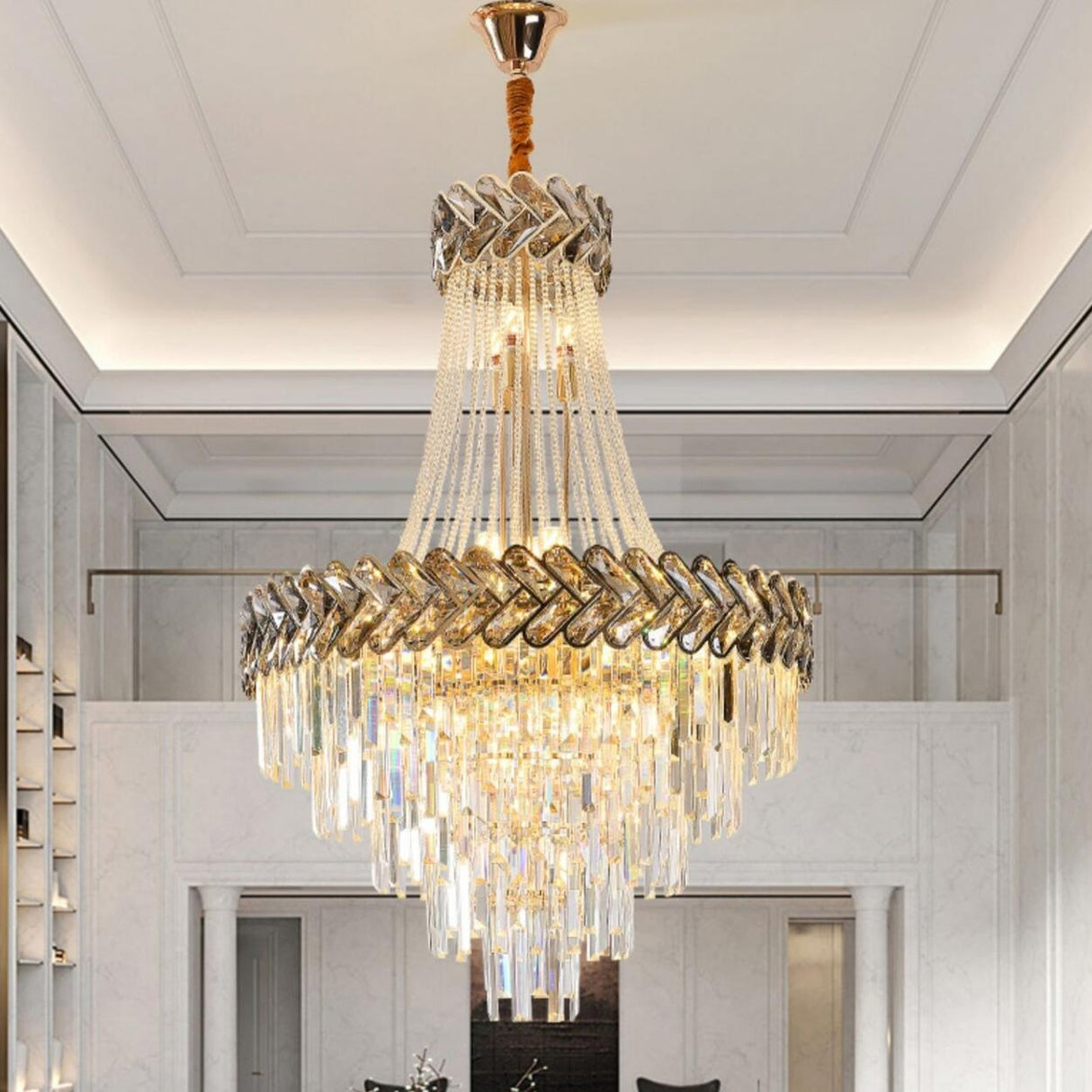 Luxury Crystal Empire Chandelier Adjustable Height Image - 1