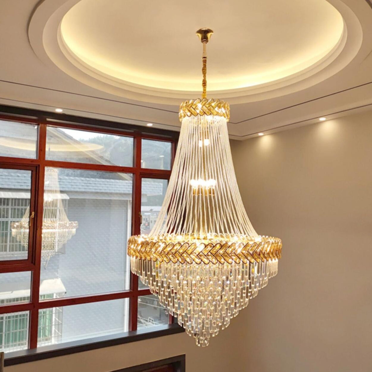 Luxury Crystal Empire Chandelier Adjustable Height Image - 3