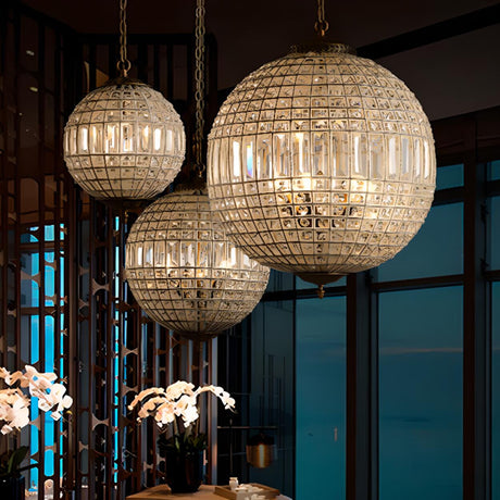 Luxury Crystal Globe Pendant Lights Adjustable Height Image - 1