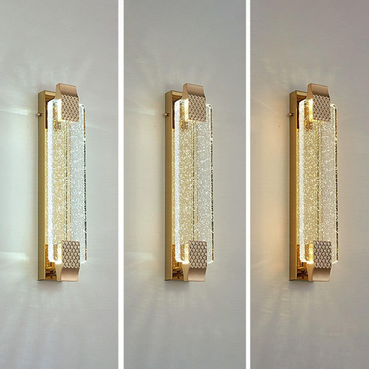 Luxury Crystal Gold Rectangular LED Wall Sconce Image - 11