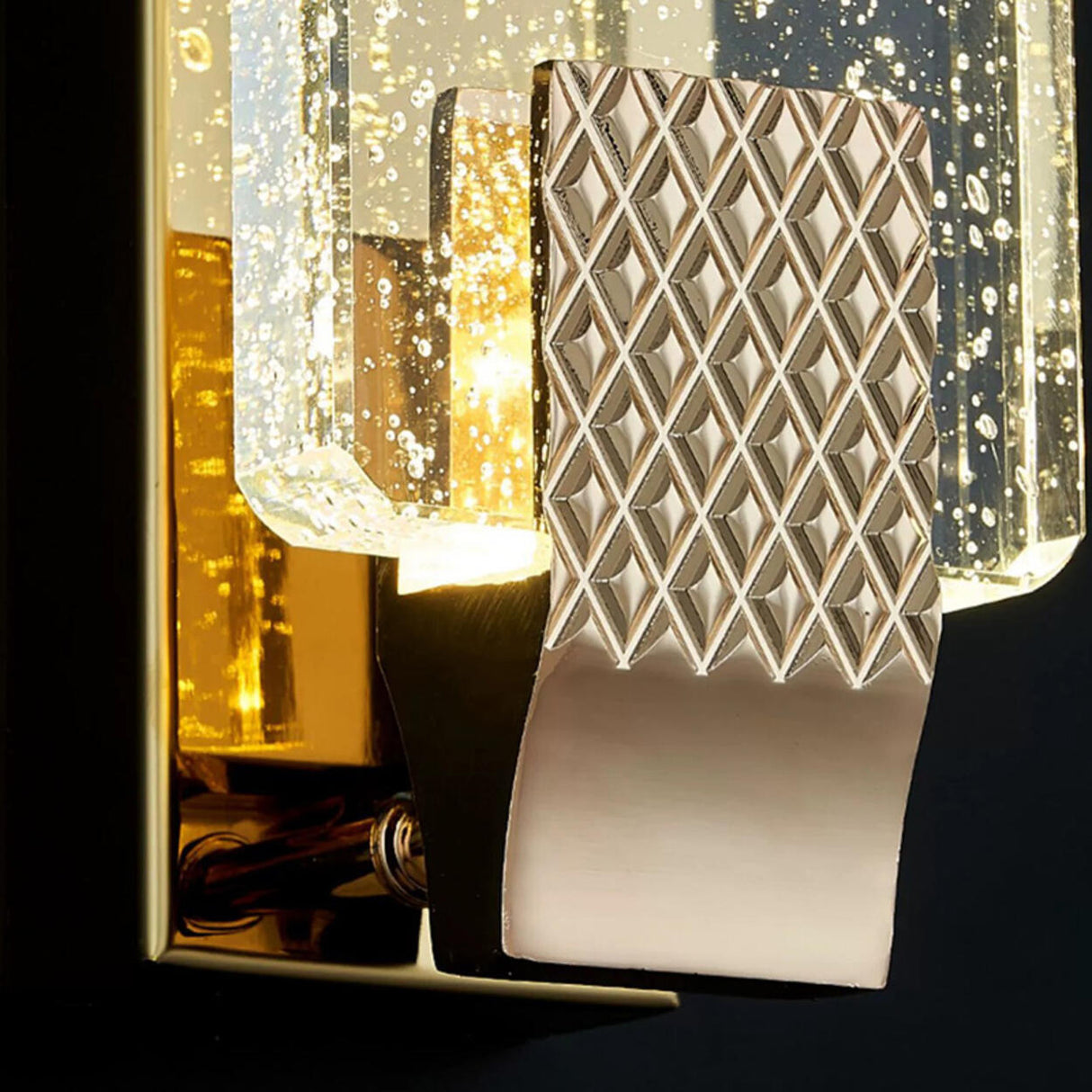 Luxury Crystal Gold Rectangular LED Wall Sconce Image - 14