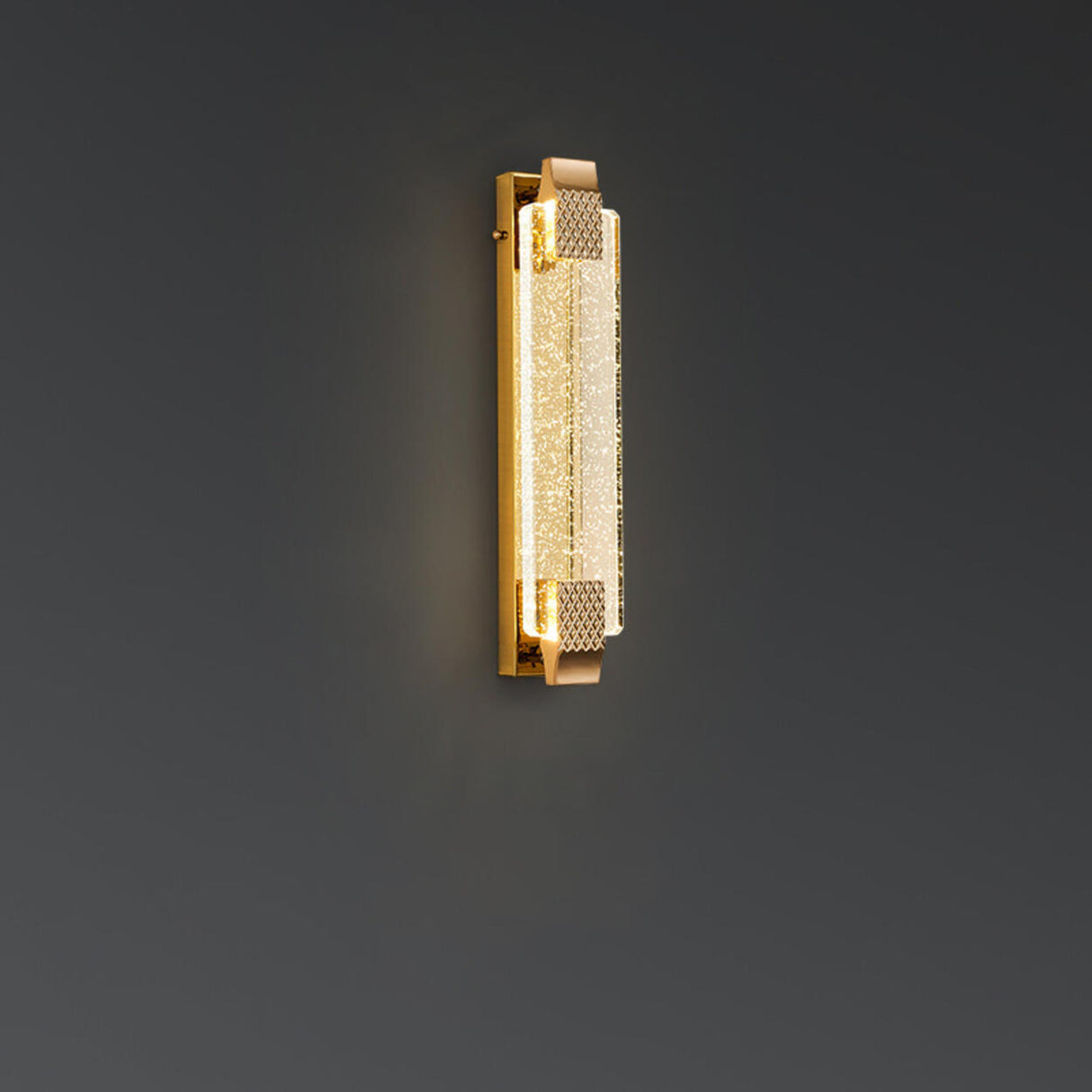 Luxury Crystal Gold Rectangular LED Wall Sconce Image - 3