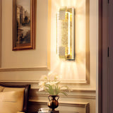 Luxury Crystal Gold Rectangular LED Wall Sconce Image - 6