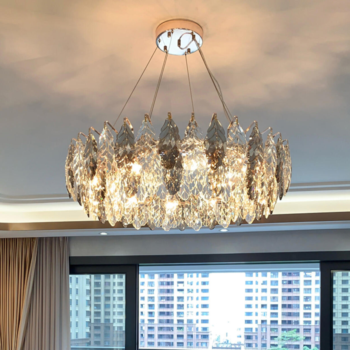 Luxury Crystal Leaf Chandelier for Elegant Interiors Image - 13