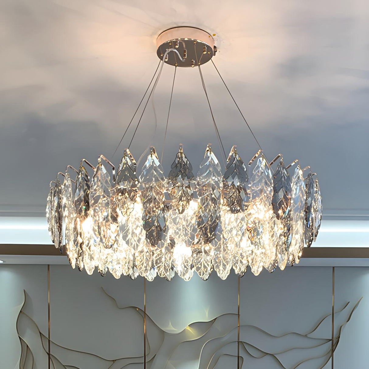 Luxury Crystal Leaf Chandelier for Elegant Interiors Image - 3