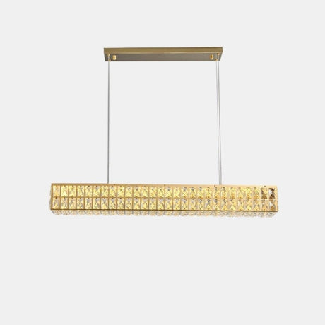 Luxury Crystal Rectangular Dining Island Pendant Light Image - 2