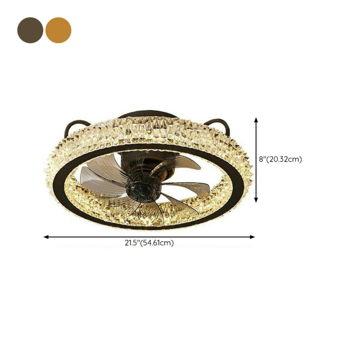 Luxury Crystal Ring 5 Blade Ceiling Fan with Light 