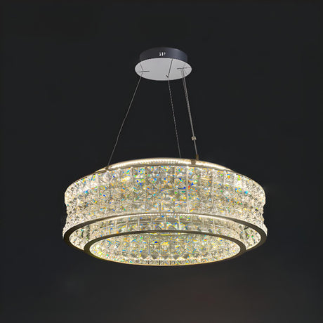 Luxury Crystal Ring Chandelier Adjustable Height Image - 2