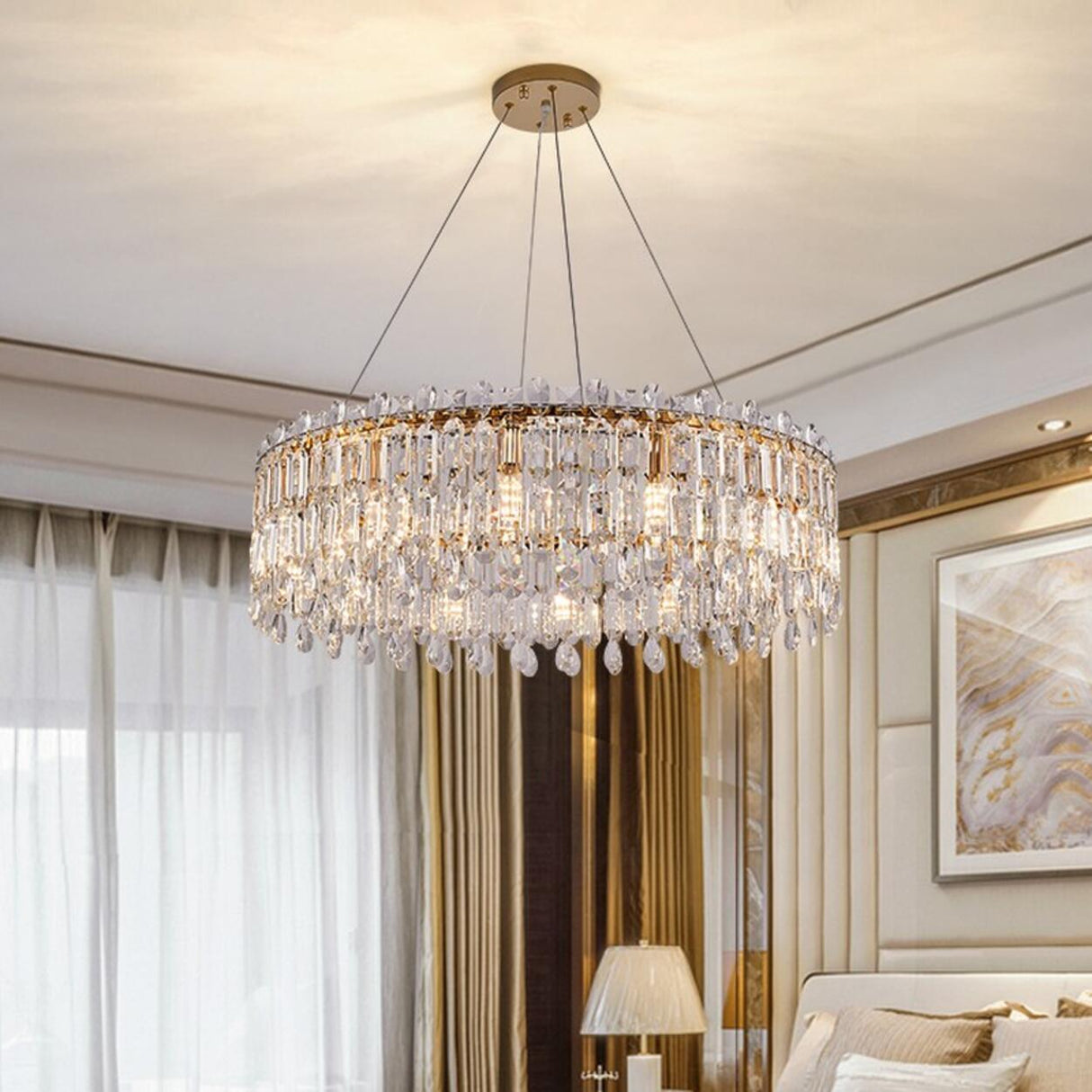 Luxury Crystal Round Chandelier  Adjustable Height Image - 6