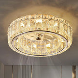 Luxury Crystal Round Remote Ceiling Fan with LED Light Image - 2