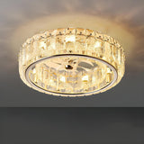 Luxury Crystal Round Remote Ceiling Fan with LED Light Image - 6