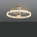 Luxury Crystal Semi-Flush Round Ceiling Fan with Light Image - 4