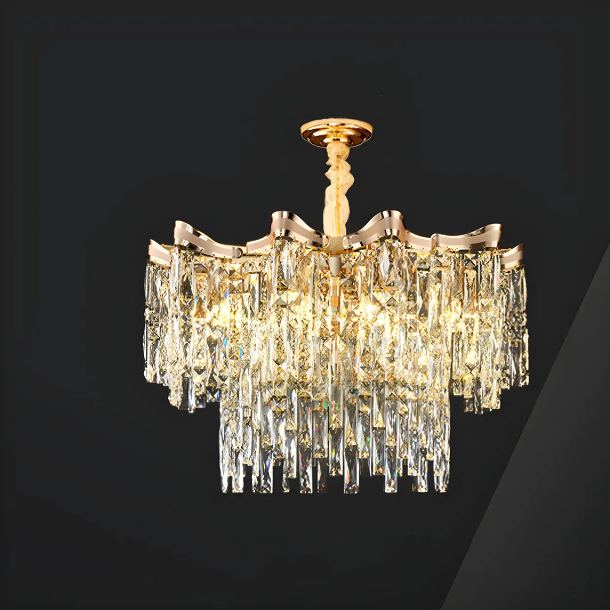 Luxury Crystal Tiered Drum Chandelier for Dining Room Image - 2