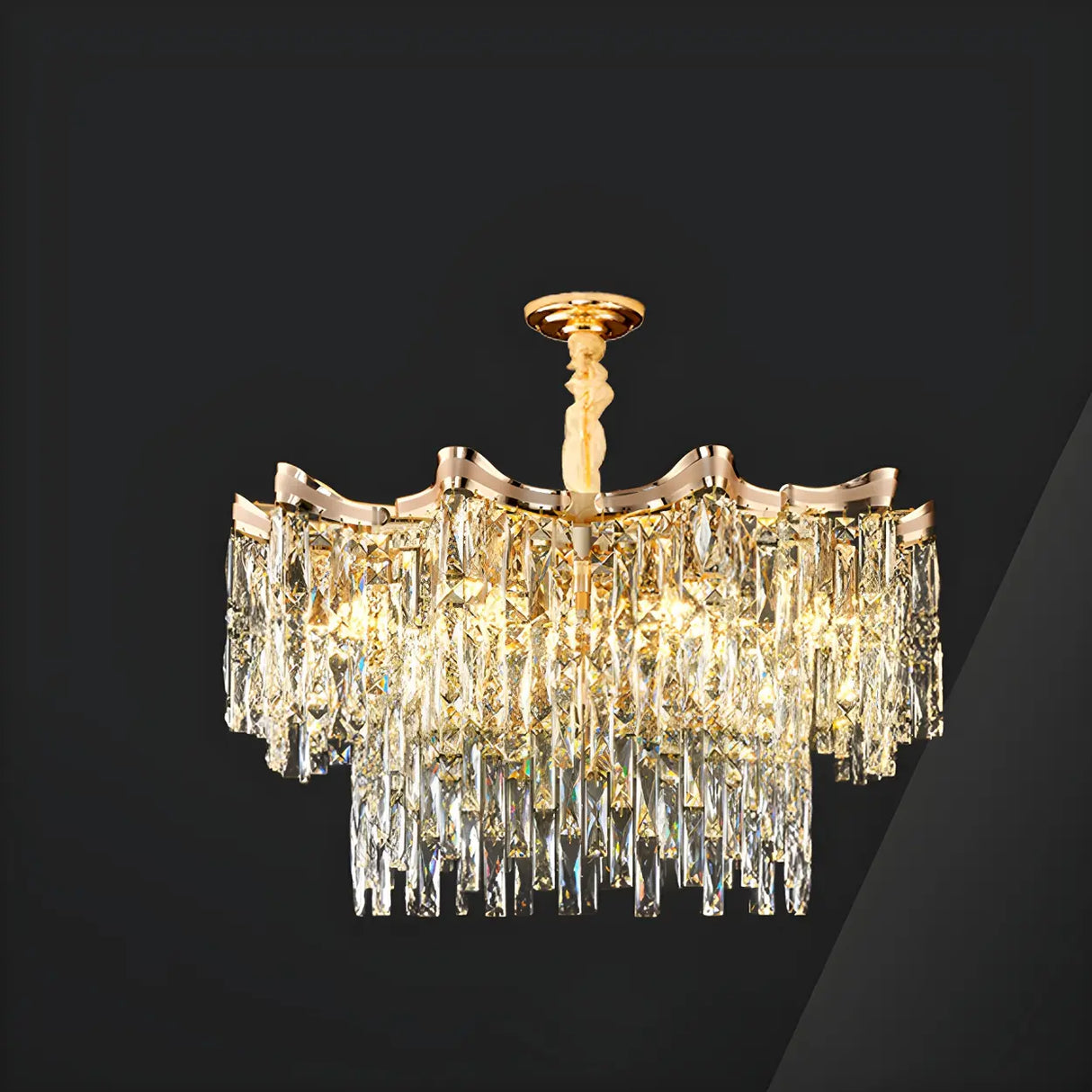 Luxury Crystal Tiered Drum Chandelier for Dining Room Image - 3