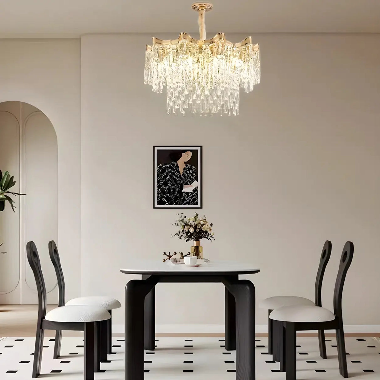 Luxury Crystal Tiered Drum Chandelier for Dining Room Image - 6