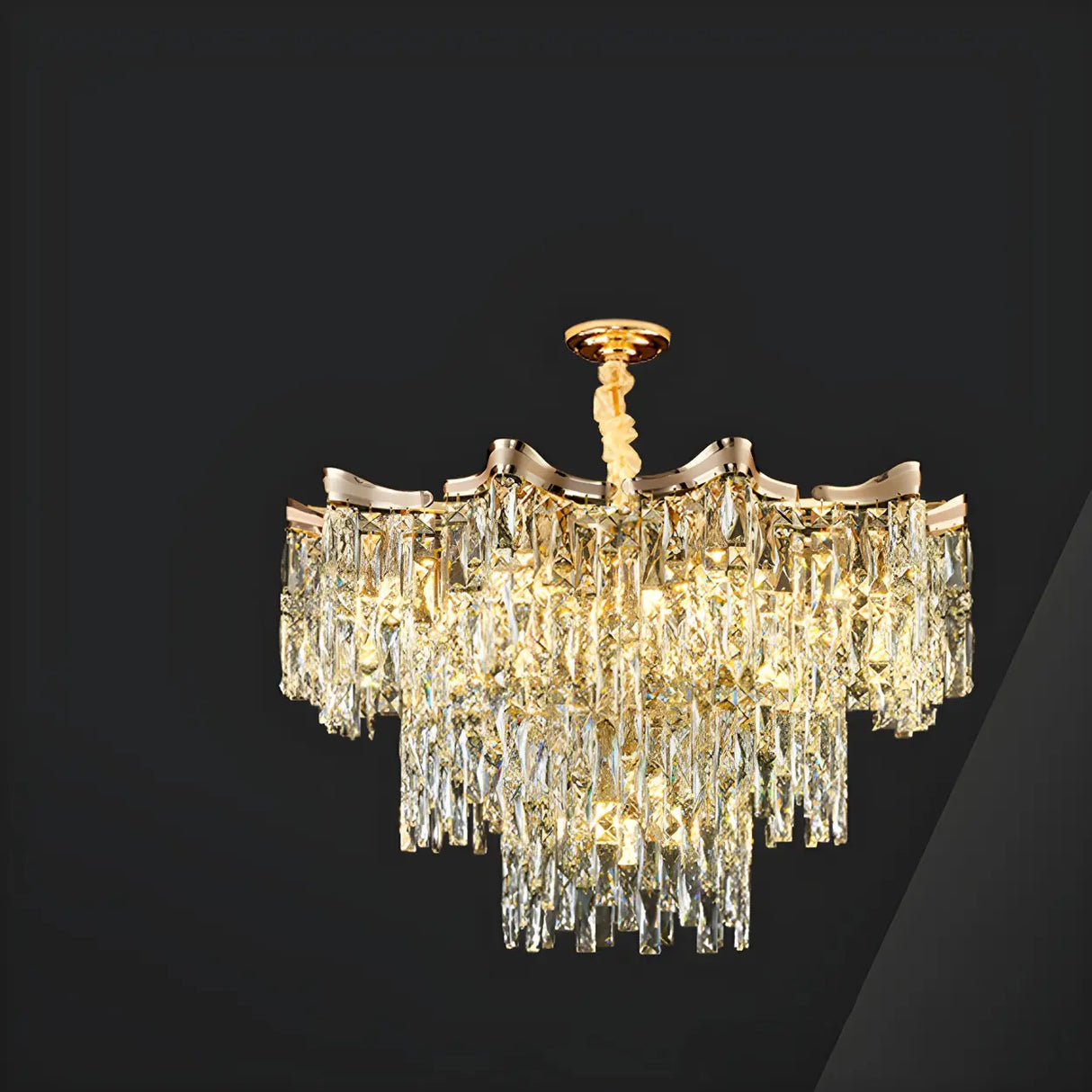 Luxury Crystal Tiered Drum Chandelier for Dining Room Image - 7