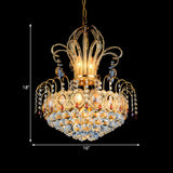 Luxury Dining Room Gold Crystal Teardrop Crown Chandelier #size