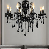 Luxury Elegant Black Crystal Living Room Candle Chandelier Image - 1