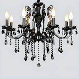 Luxury Elegant Black Crystal Living Room Candle Chandelier Image - 2