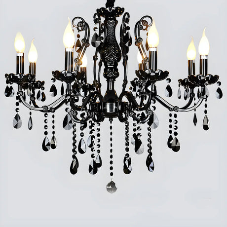 Luxury Elegant Black Crystal Living Room Candle Chandelier Image - 2