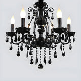 Luxury Elegant Black Crystal Living Room Candle Chandelier Image - 3