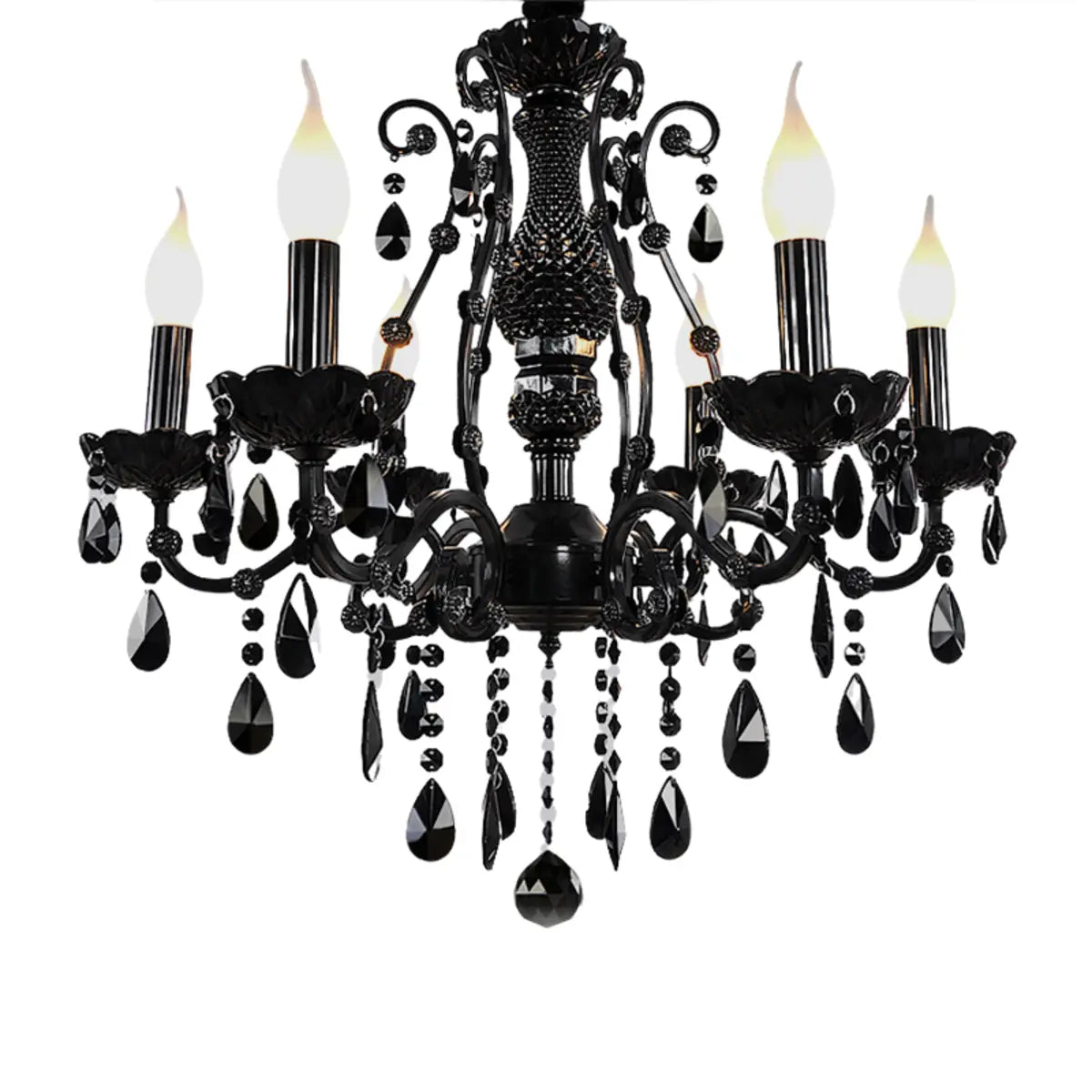 Luxury Elegant Black Crystal Living Room Candle Chandelier Image - 6