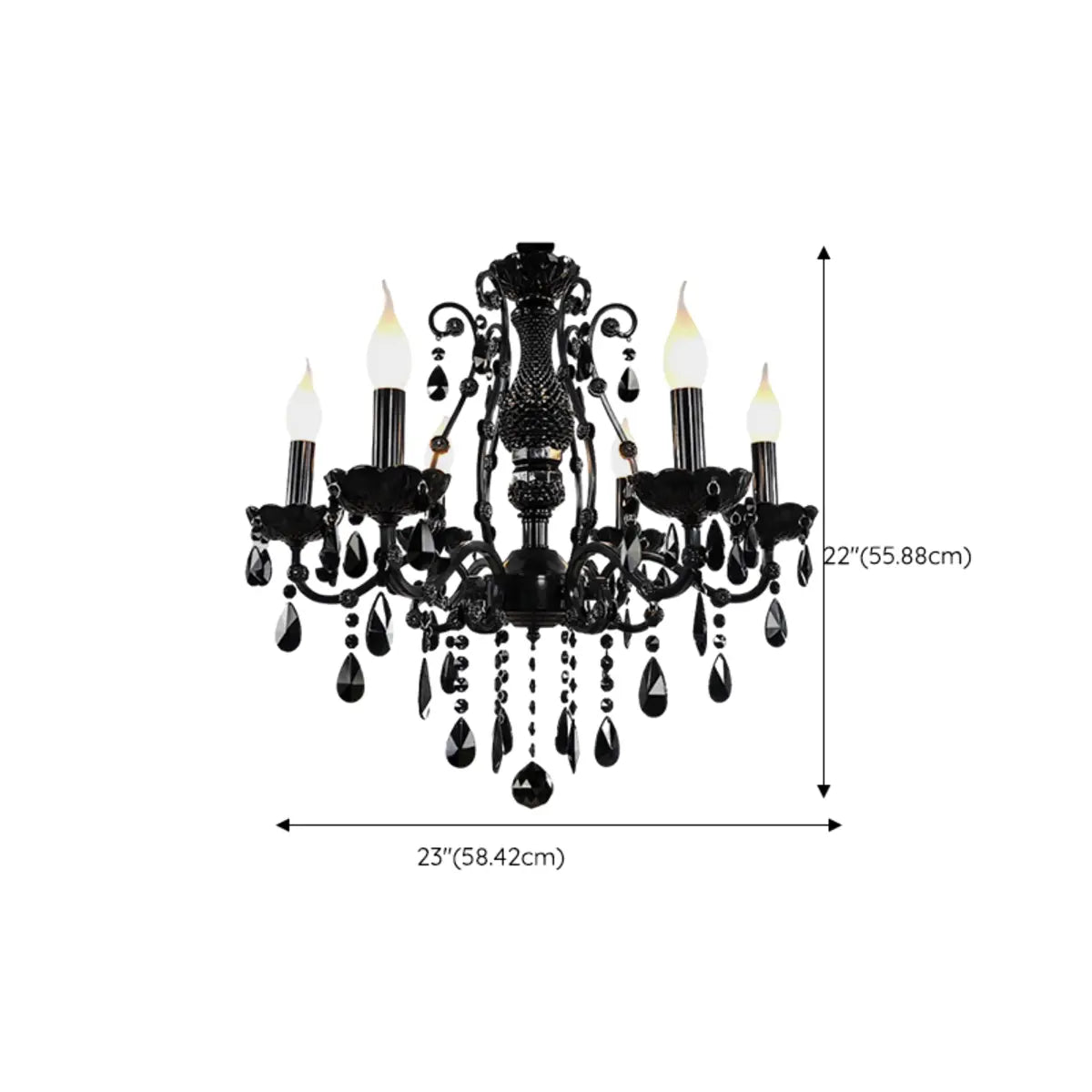 Luxury Elegant Black Crystal Living Room Candle Chandelier 