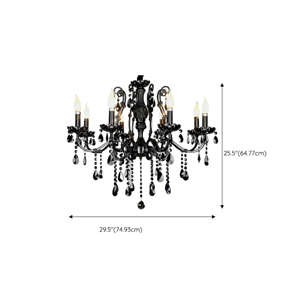 Luxury Elegant Black Crystal Living Room Candle Chandelier Image - 8