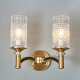 Luxury Etched Glass Shade Gold Cylinder Wall Sconce Image - 4