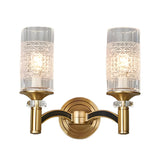 Luxury Etched Glass Shade Gold Cylinder Wall Sconce Image - 5