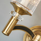 Luxury Etched Glass Shade Gold Cylinder Wall Sconce Image - 6