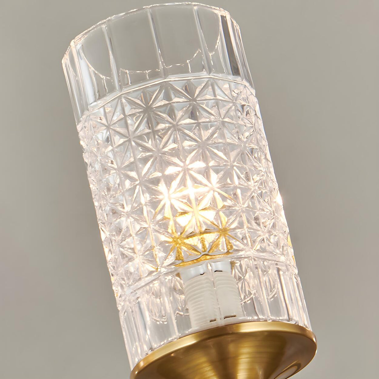 Luxury Etched Glass Shade Gold Cylinder Wall Sconce Image - 7